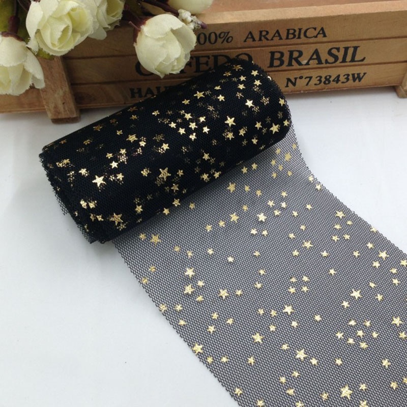 Soft Sequined Star Printed Tulle Roll