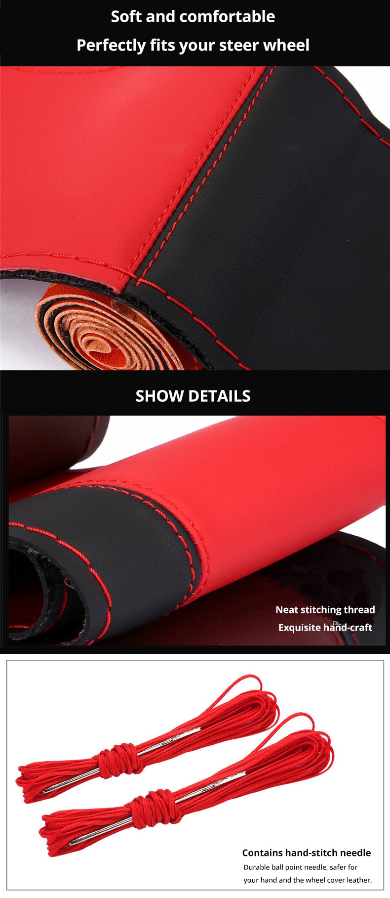 Anti-Slip Microfiber DIY Car Steering Cover