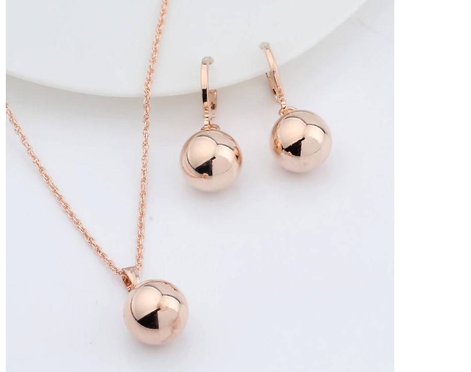 Women's Metal Ball Earrings and Necklace Set